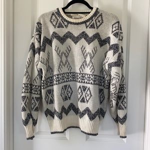 Vintage grey/cream ski sweater - size L